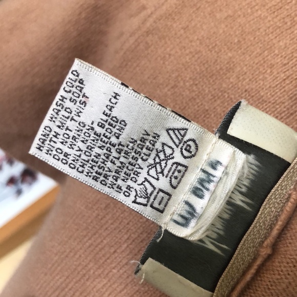 Vtg Y2K NEIMAN MARCUS sz Medium 100% Pure Cashmere Crewneck Sweater ZipBack Tan - Picture 9 of 11
